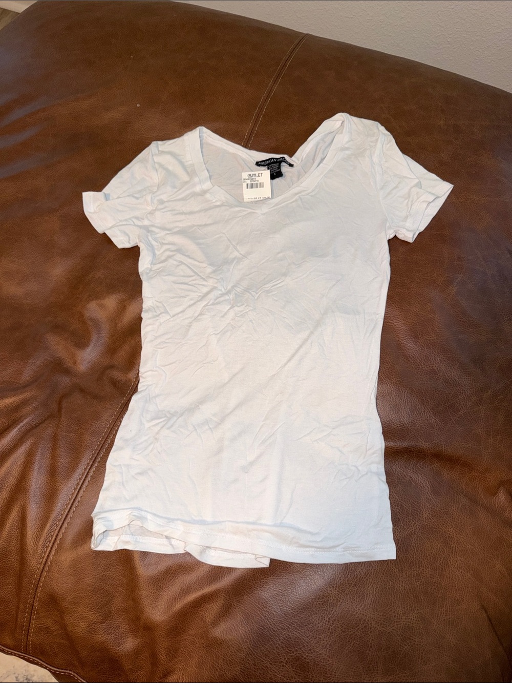 American Dream White Scoop Neck Short Sleeve Tee